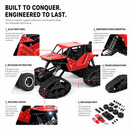 1:16 المقياس Tracked RC Climbing Car - All-Terrain Off-Road 4WD Vehicle RC Car