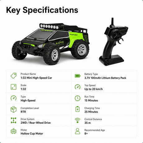 1:32 المقياس High-Speed RC Off-Road Car - Dual-Channel Mini Rock Crawler RC Car
