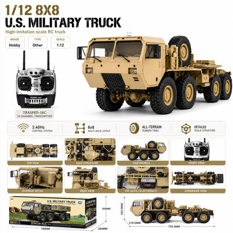 1:12 المقياس High-Imitation U.S. Military Truck 8x8 RC Car RC Car