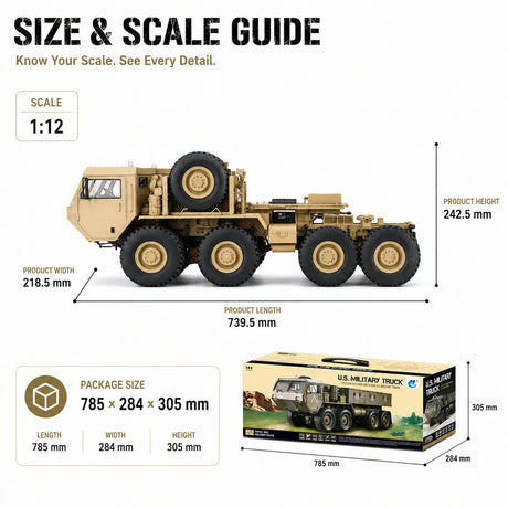 1:12 المقياس High-Imitation U.S. Military Truck 8x8 RC Car RC Car