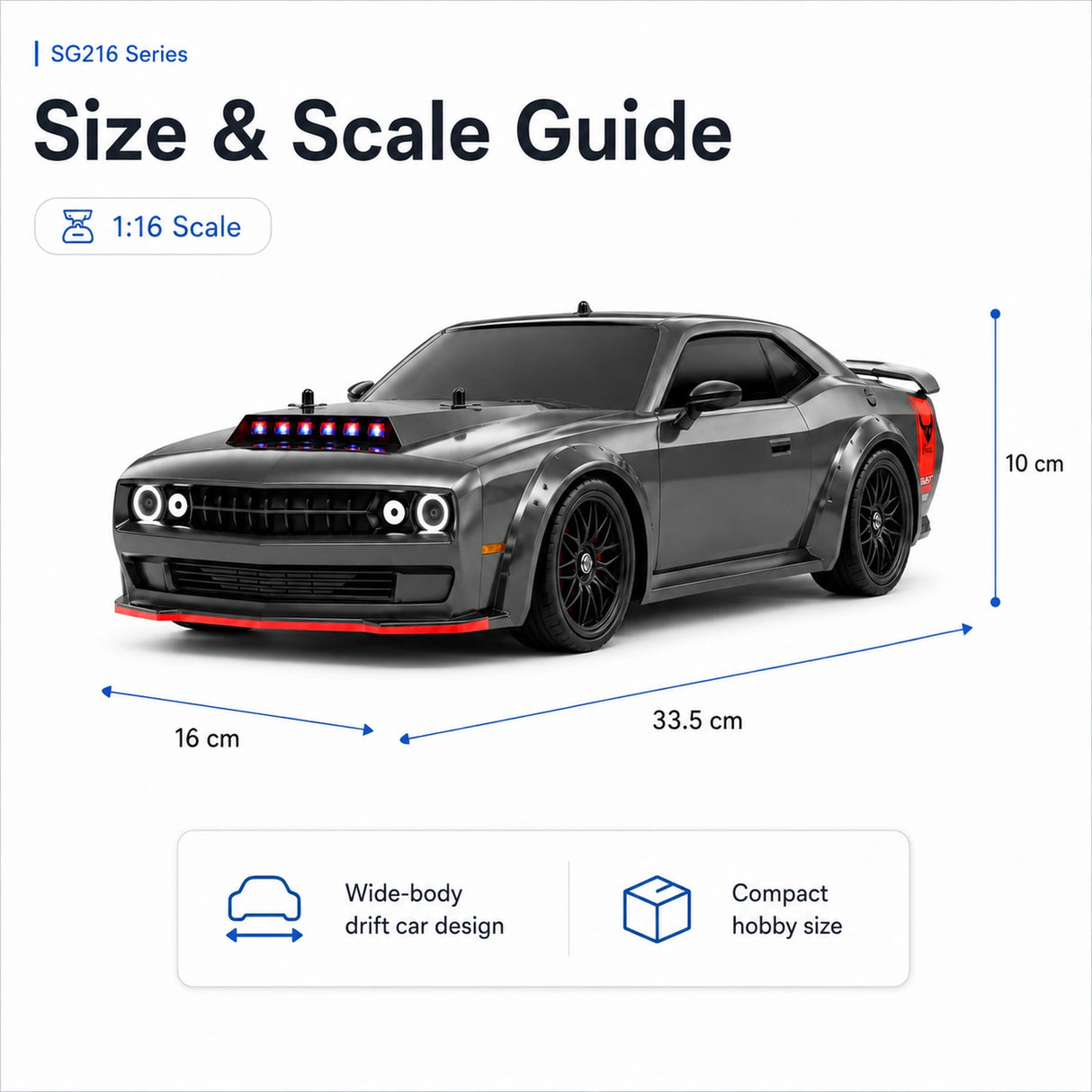 1:16 스케일 High-Imitation Dodge Challenger RC Drift Car RC Car