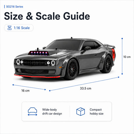 1:16 Dodge Challenger Drift 4WD RTR سيارة تحكم عن بعد