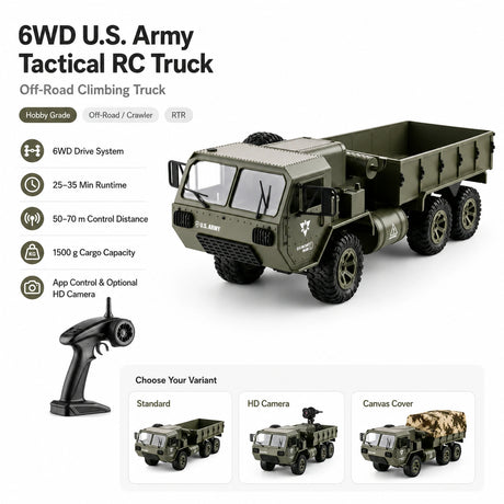 1:16 Military للطرق الوعرة Truck 6WD RTR سيارة تحكم عن بعد
