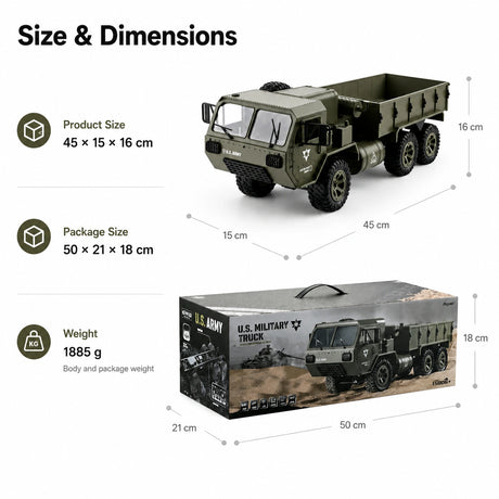 1:16 Military للطرق الوعرة Truck 6WD RTR سيارة تحكم عن بعد