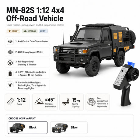 MN 1:12 Toyota Land Cruiser للطرق الوعرة Crawler 4WD RTR سيارة تحكم عن بعد