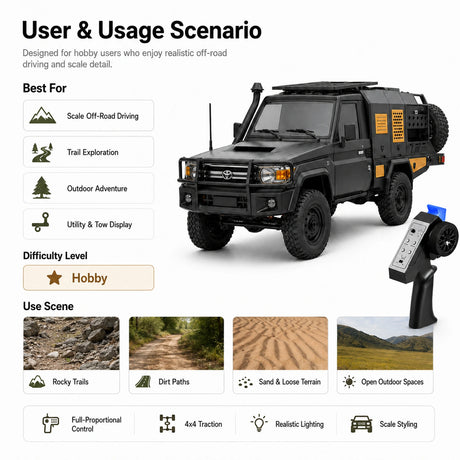 MN 1:12 Toyota Land Cruiser للطرق الوعرة Crawler 4WD RTR سيارة تحكم عن بعد
