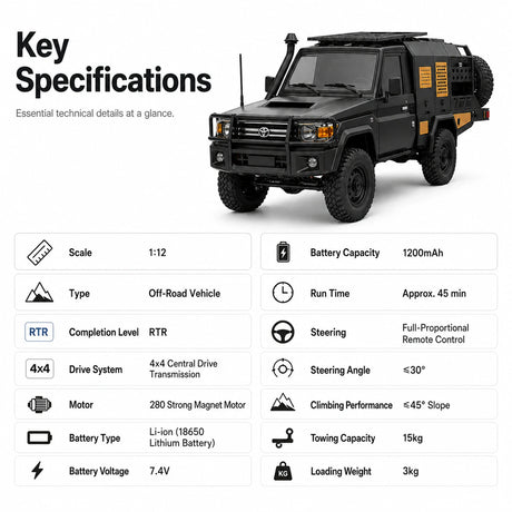 MN 1:12 Toyota Land Cruiser للطرق الوعرة Crawler 4WD RTR سيارة تحكم عن بعد