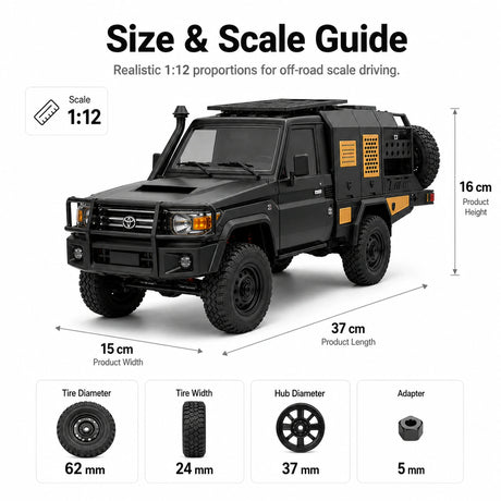 MN 1:12 Toyota Land Cruiser للطرق الوعرة Crawler 4WD RTR سيارة تحكم عن بعد