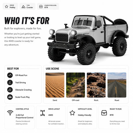 1:18 Dodge Power Wagon Crawler Truck 4WD RTR سيارة تحكم عن بعد