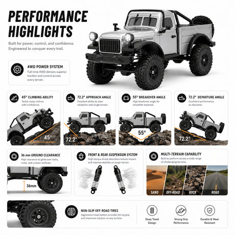 1:18 Dodge Power Wagon Crawler Truck 4WD RTR سيارة تحكم عن بعد