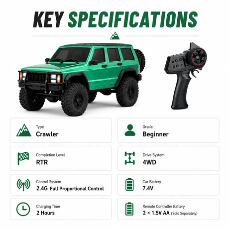 1:18 Jeep Cherokee Simulation Climbing RC Car - Powerful 4WD Off-Road Vehicle RC Car