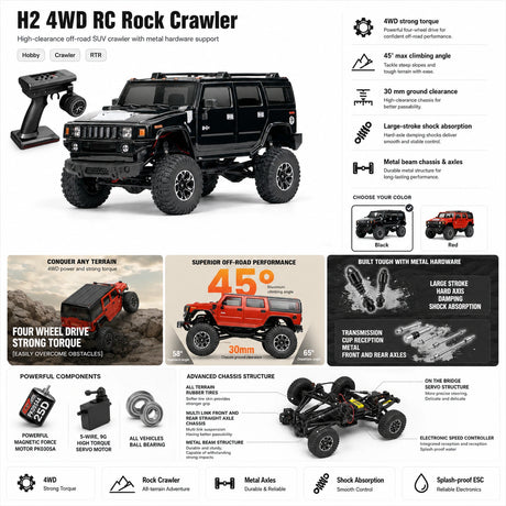1:24 RC Car Hummer H2 Rock Crawler RC Car