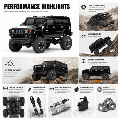 1:24 RC Car Hummer H2 Rock Crawler RC Car