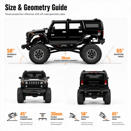 1:24 Hummer H2 Crawler 4WD RTR سيارة تحكم عن بعد