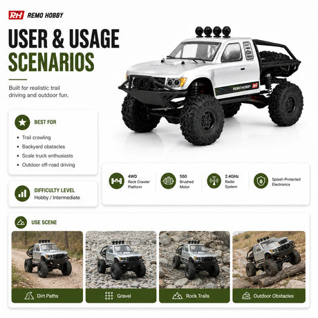 1:10 4WD Electric RC Rock Crawler - Toyota Tacoma Off-Road Model RC Car