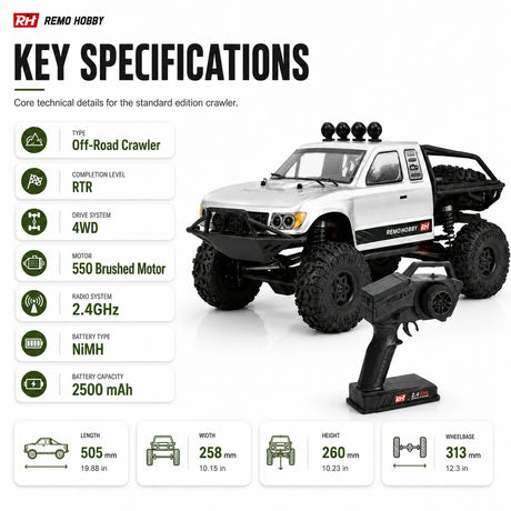 1:10 4WD Electric RC Rock Crawler - Toyota Tacoma Off-Road Model RC Car