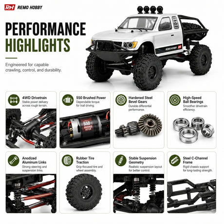 1:10 4WD Electric RC Rock Crawler - Toyota Tacoma Off-Road Model RC Car
