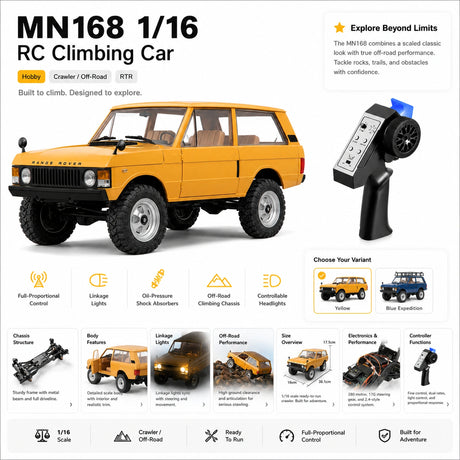 MN 1:16 Range Rover Classic Crawler 4WD RTR سيارة تحكم عن بعد