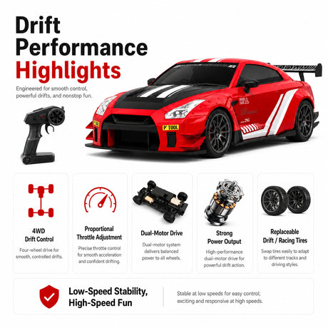 1:20 Nissan GT-R Drift 4WD RTR سيارة تحكم عن بعد