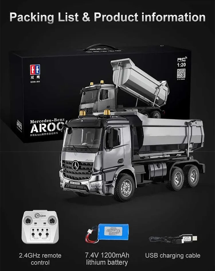 1:20 R/C STK-013 2.4G Mercedes Benz Arocs Remote Control Dump Truck RC Car