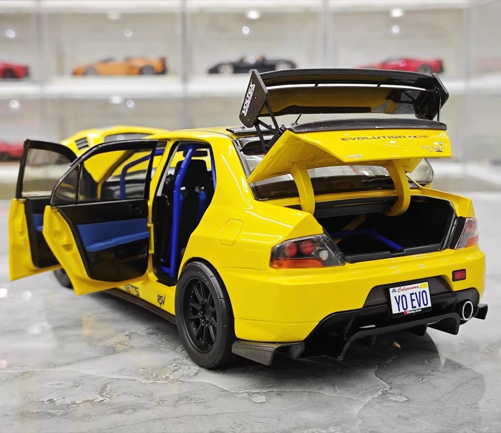 [Super A] 1:18 Mitsubishi 2006 Lancer Evolution IX MR giallo modellino di auto Die-Cast