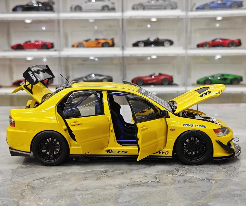 [Super A] 1:18 Mitsubishi 2006 Lancer Evolution IX MR Yellow Model Car Die-Cast