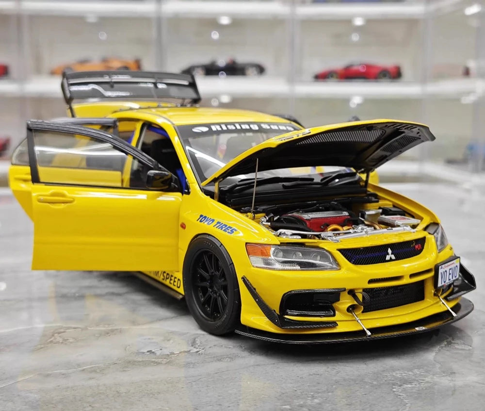 [Super A] 1:18 Mitsubishi 2006 Lancer Evolution IX MR giallo modellino di auto Die-Cast