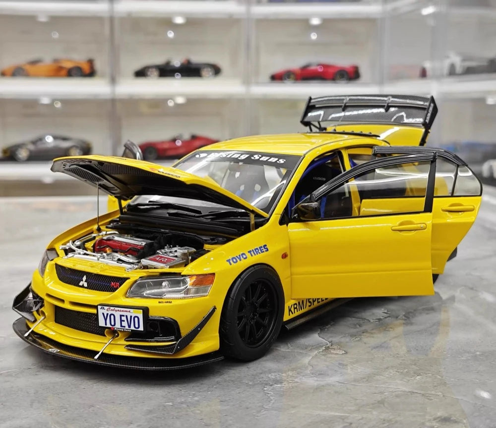 [Super A] 1:18 Mitsubishi 2006 Lancer Evolution IX MR giallo modellino di auto Die-Cast