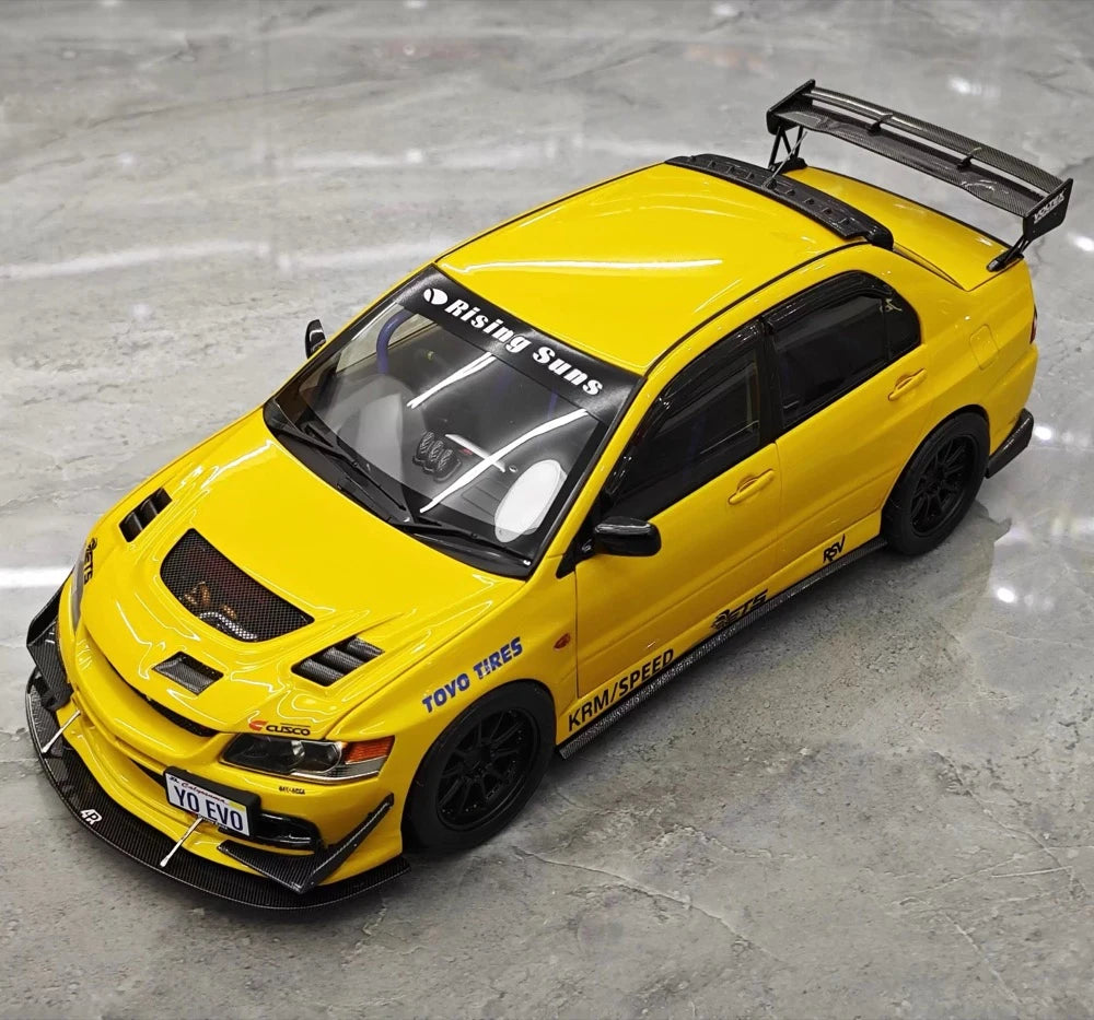 [Super A] 1:18 Mitsubishi 2006 Lancer Evolution IX MR giallo modellino di auto Die-Cast
