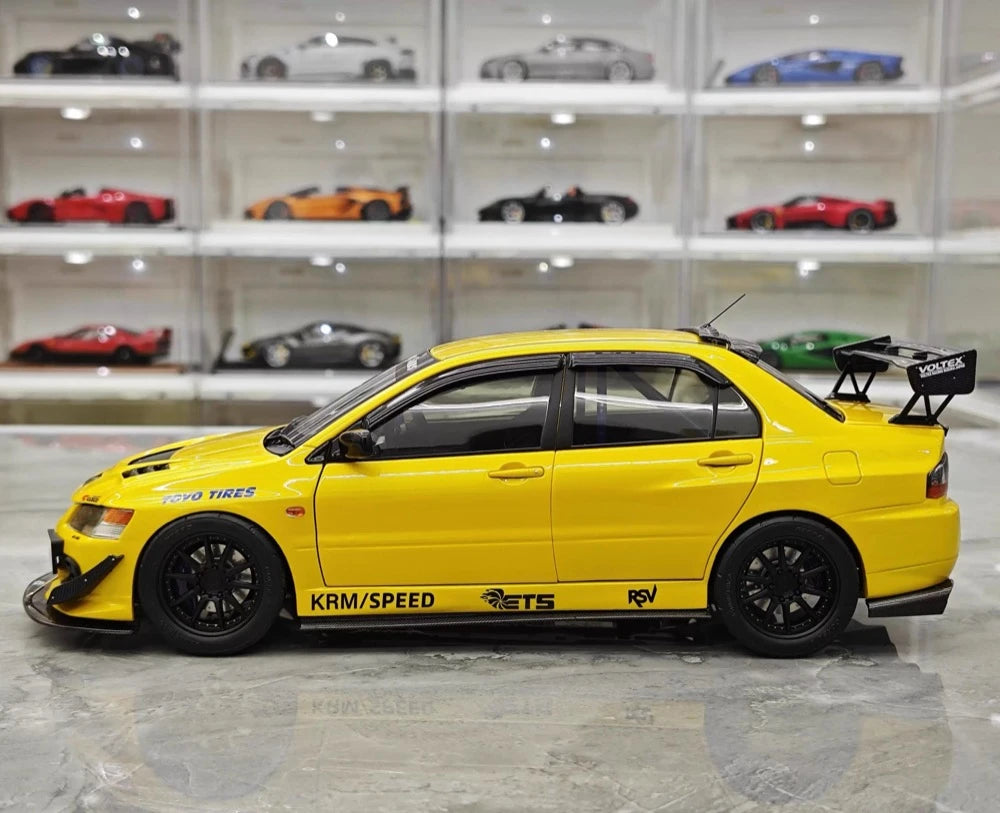 [Super A] 1:18 Mitsubishi 2006 Lancer Evolution IX MR giallo modellino di auto Die-Cast