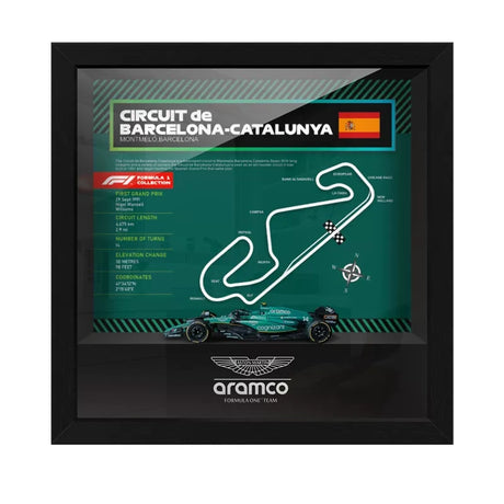 Aston Martin F1 Mapa del Circuito Fernando Alonso Exhibición de coches en miniatura enmarcada