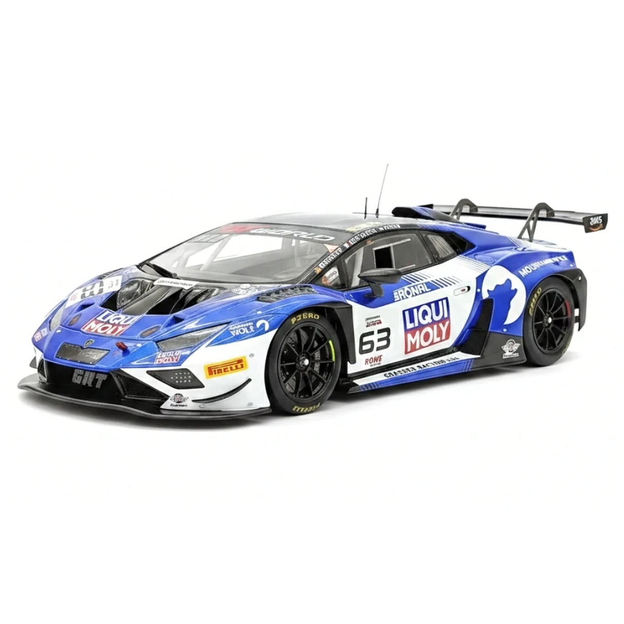Lamborghini 2025 Huracan GT3 EVO2 #63 1:18 Voittaja 24h Spa -hartsikeräilymalli Spark :ltä – katso 16