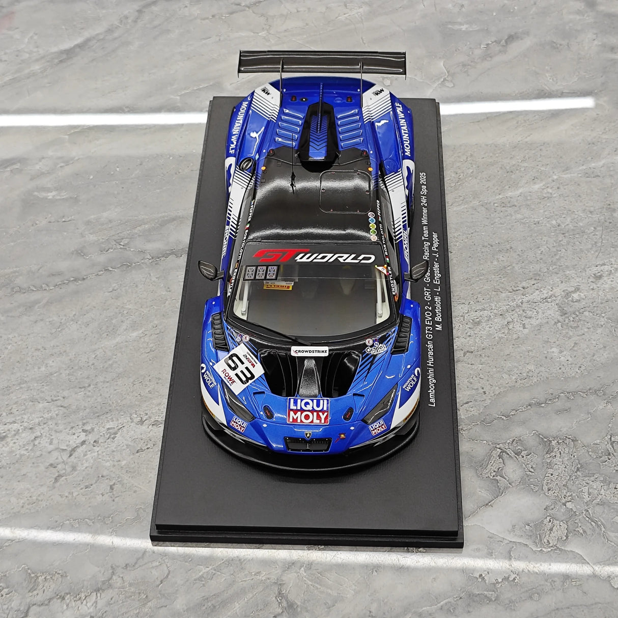 Lamborghini 2025 Huracan GT3 EVO2 #63 1:18 Voittaja 24h Spa -hartsikeräilymalli Spark :ltä – näytä 2