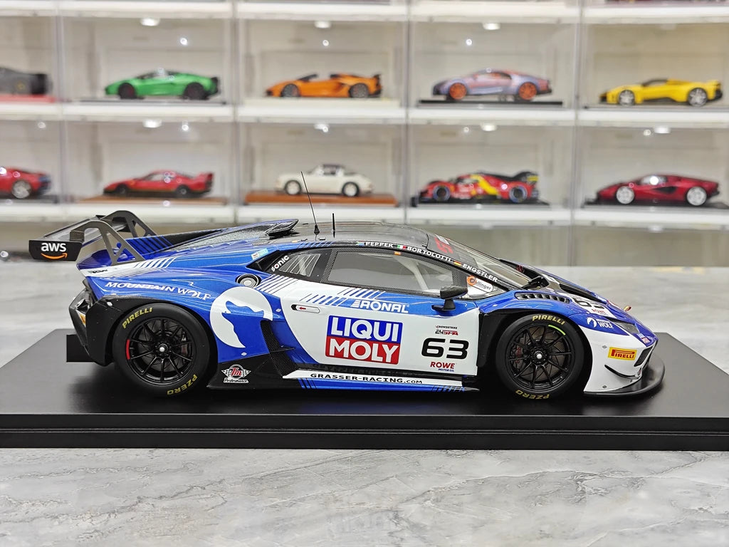Lamborghini 2025 Huracan GT3 EVO2 #63 1:18 Voittaja 24h Spa -hartsikeräilymalli Spark :ltä – näytä 9