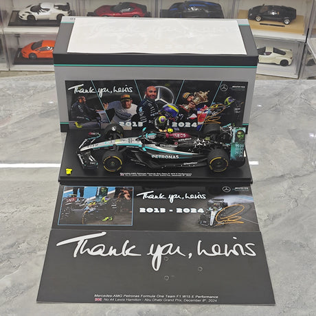 1:18 Mercedes–AMG 2024 F1 W15 E Performance #44 Abu Dhabi GP Lewis Hamilton F1 Harzmodellauto von Spark – siehe 14