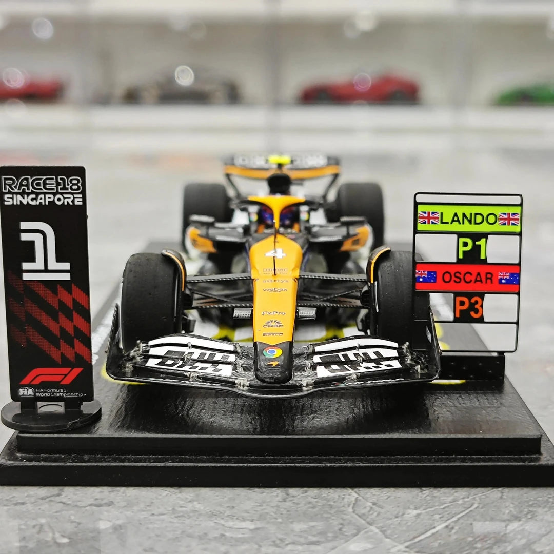 1:43 McLaren 2024 MCL38 #4 Singapore GP Lando Norris F1 model car by Spark - view 1