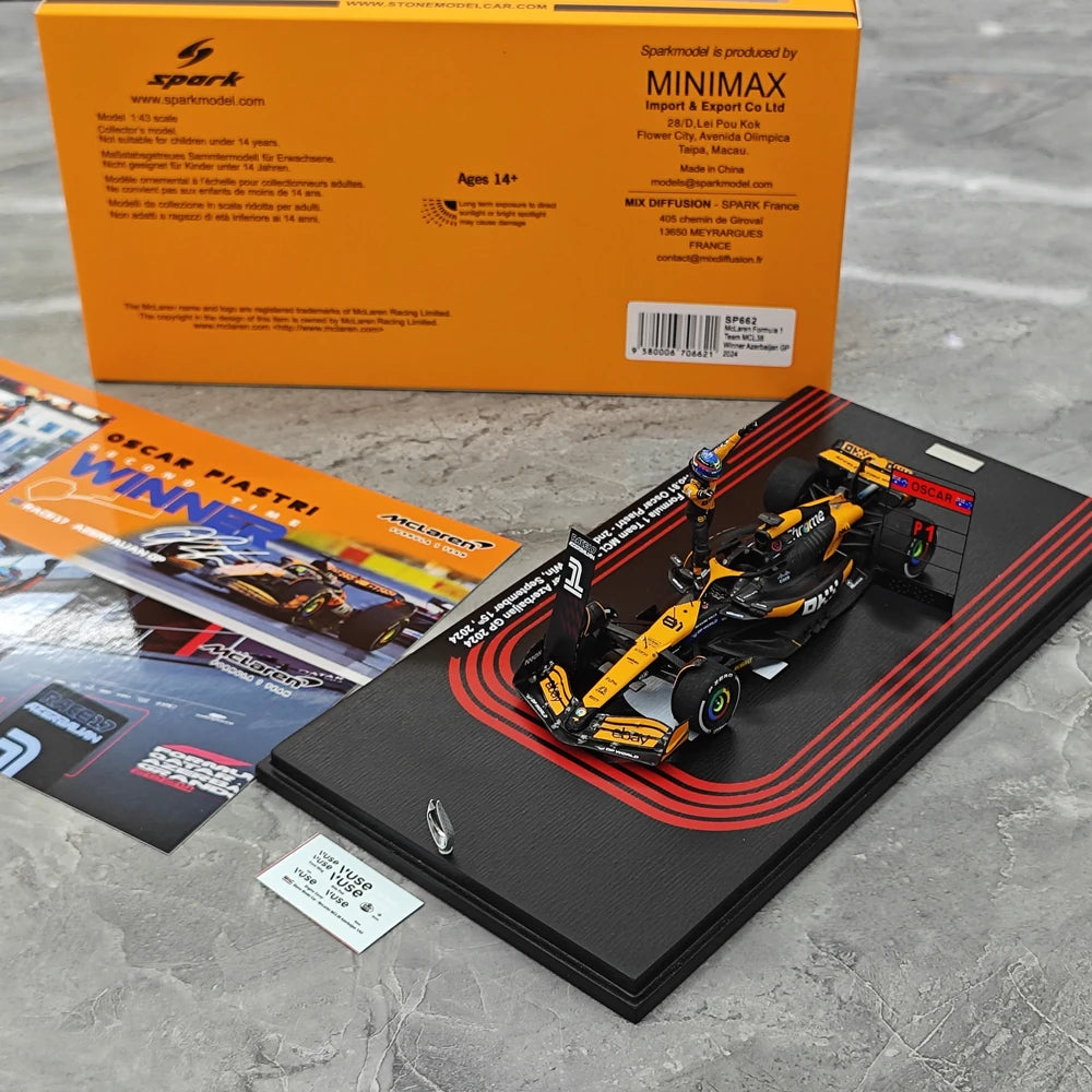 1:43 McLaren 2024 MCL38 #81 Azerbaijan GP model car by Spark - view 16