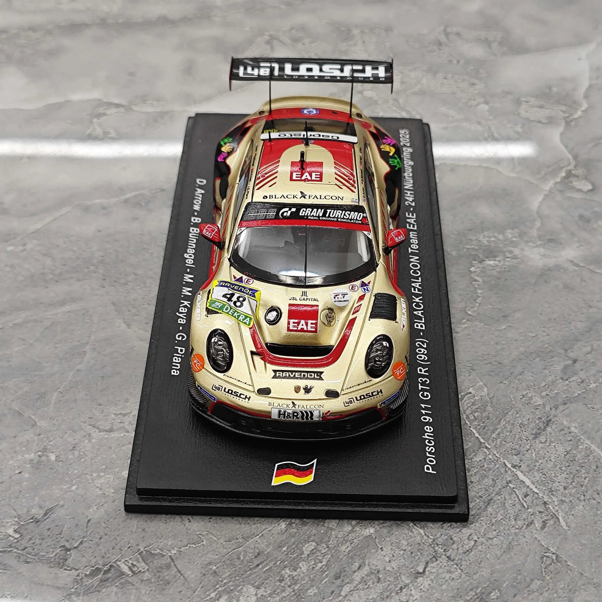 Porsche 2025 911 992 GT3 R Black Falcon Team EAE #48 1:43 24h Nürburgring resin verzamelobject van Spark - bekijk 2
