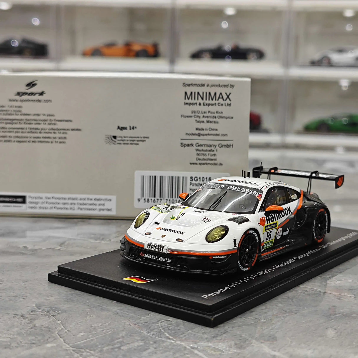 Porsche 2025 911 992 GT3 R Hankook Competition 9위 #55 1:43 24시간 뉘르부르크링 수지 수집 모델 Spark - 보기 13