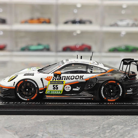 Porsche 2025 911 992 GT3 R Hankook Competition 9. sija #55 1:43 24h Nürburgringin hartsikeräilymalli Spark - katso 5