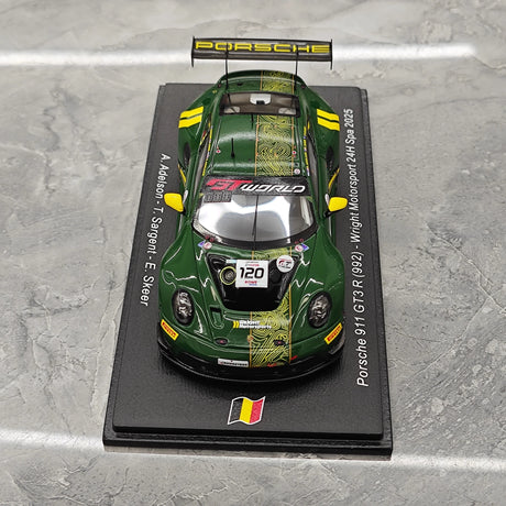 Porsche 2025 911 GT3 R 992 #120 Wright Motorsports 24h Spa 1:43 hartsikeräilymalli - näkymä 2