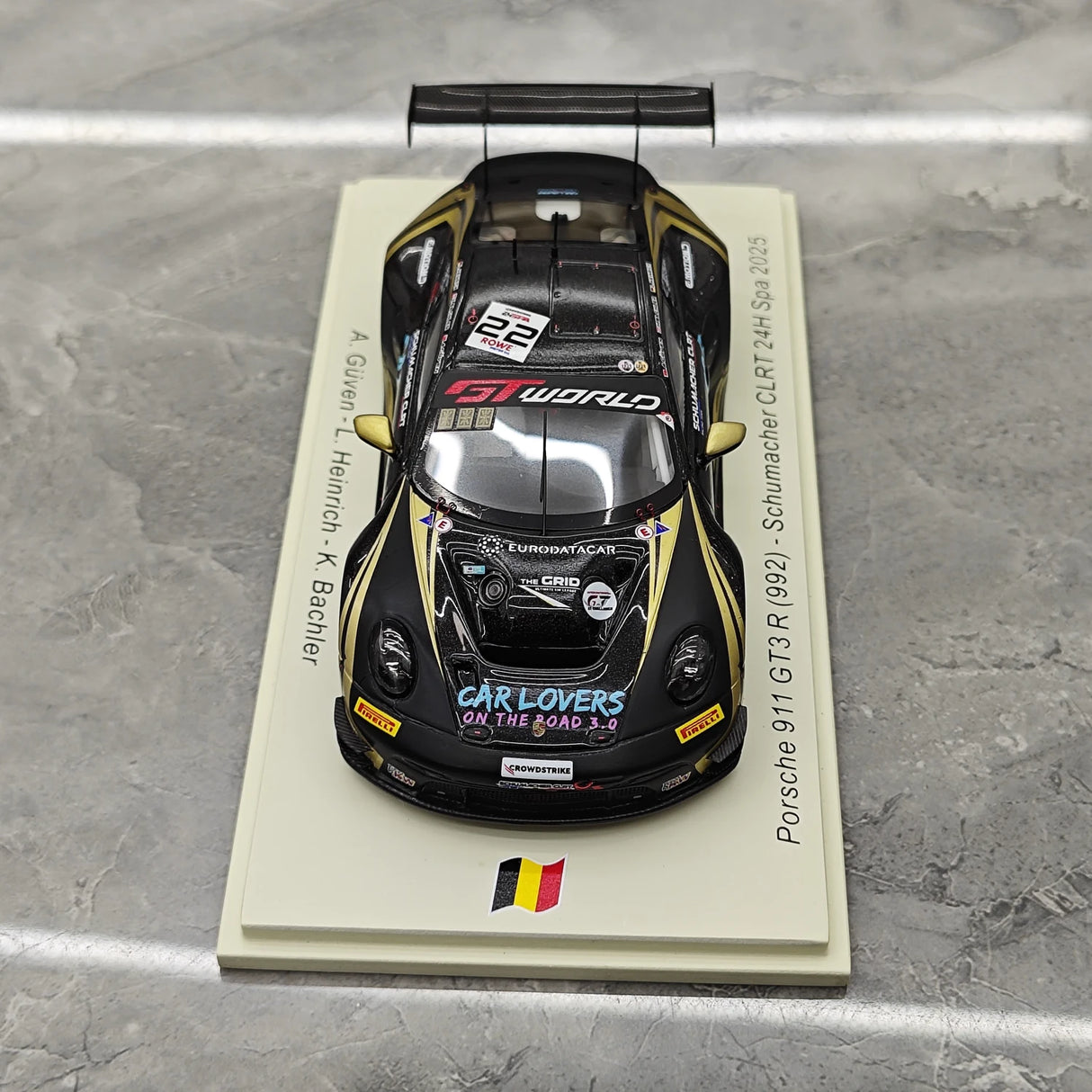Porsche 2025 911 GT3 R 992 #22 Schumacher CLRT modelo colecionável de resina Spa 1:43 24h - ver 2