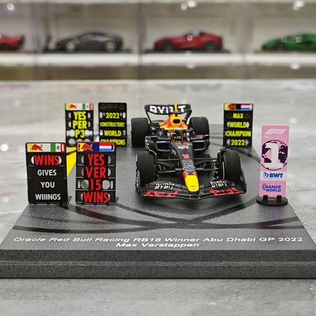 1:43 Red Bull 2022 RB18 #1 Abu Dhabi GP Max Verstappen F1 modelo de resina da Spark - ver 1