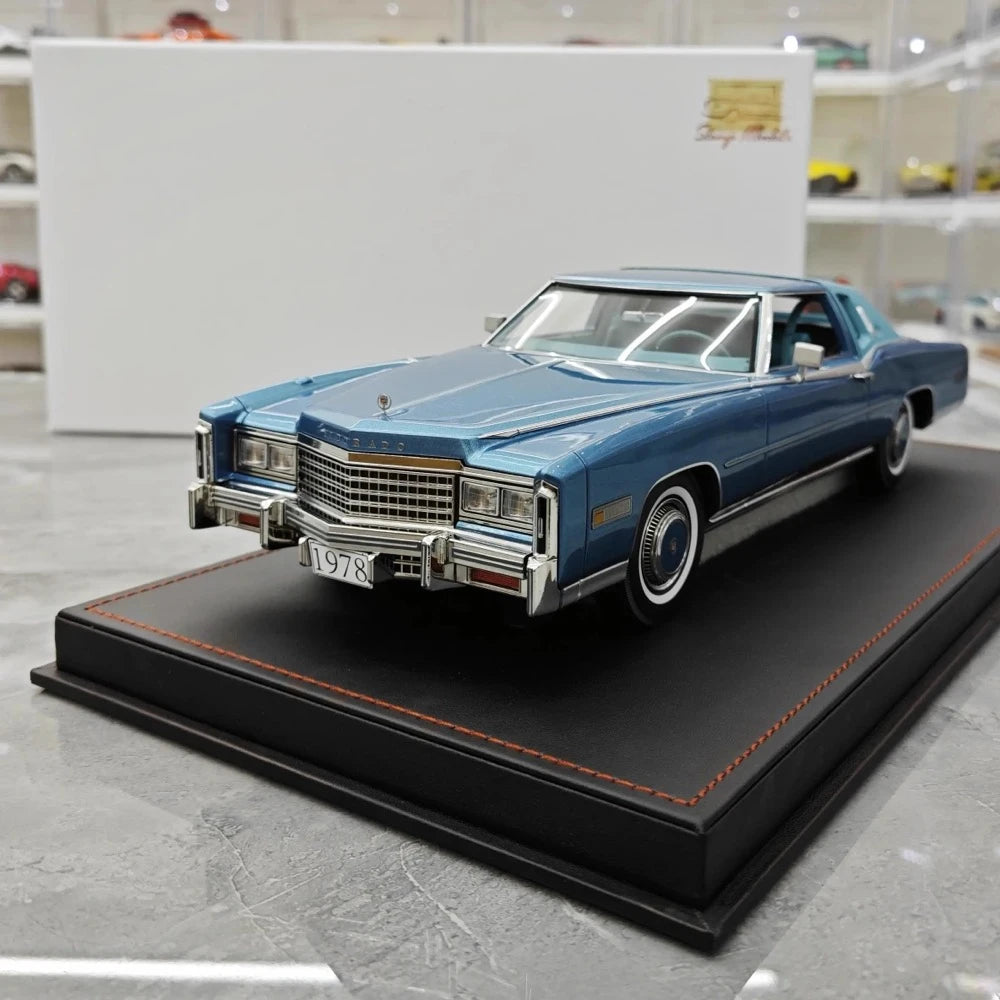 [Stamp Model] 1:18 Cadillac 1978 Eldorado Biarritz Coupe Blue Model Car Resin