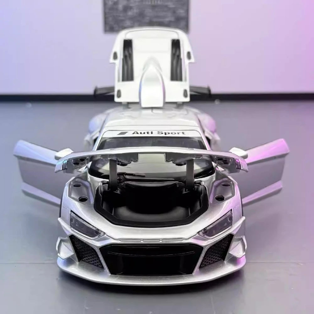 Audi 2019 R8 LMS GT2 Silver 1:24 – Valuvalettu näyttömalli