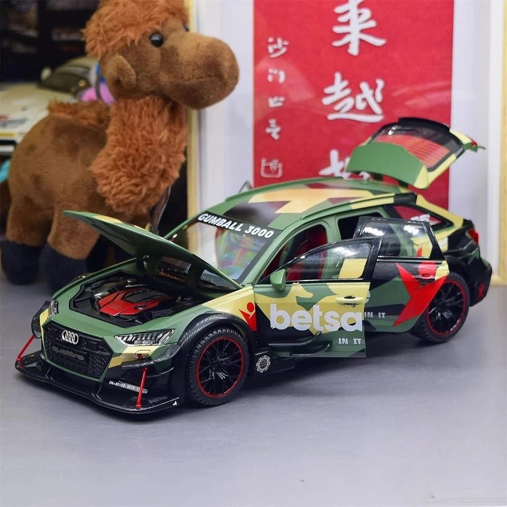 Audi 2019 RS6 Betsafe C8 Green 1:24 – Valuvalettu näyttömalli