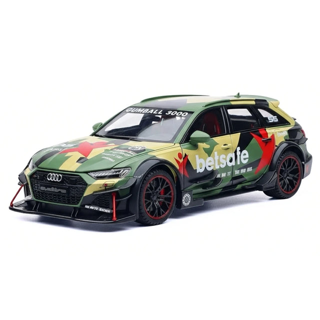 Audi 2019 RS6 Betsafe C8 Green 1:24 – Valuvalettu näyttömalli
