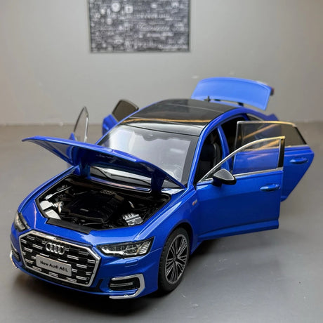 Audi 2023 A6 L azul 1:24 – modelo de exposição em metal fundido