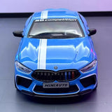 [TOY] 1:24 BMW 2019 F9X MANHART MH8 800 blå modellbil Die-Cast