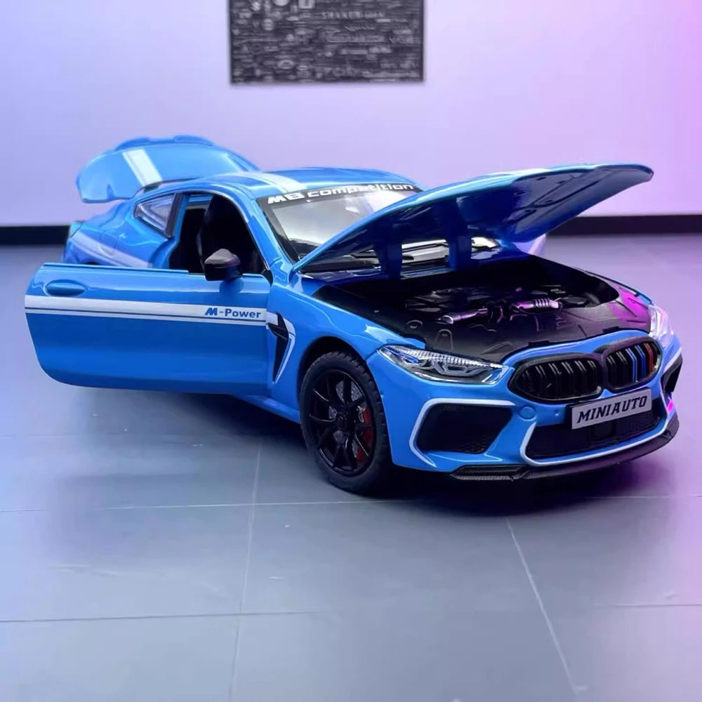 [TOY] 1:24 BMW 2019 F9X MANHART MH8 800 blå modellbil Die-Cast